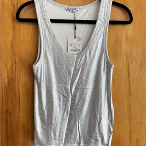 Zara Metallic Silver Tank Top